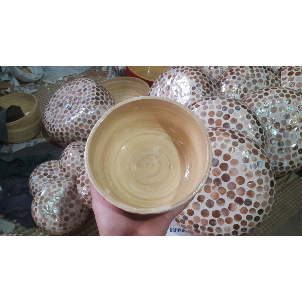 Bát ngâm tay khảm trai bi nâu  đẹp