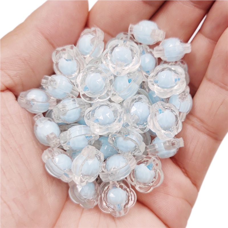 Bộ 20 Hạt Nhựa Trong Suốt Hình Hoa 13mm Làm Vòng Tay/Vòng cổ