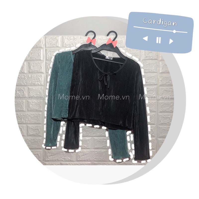Áo khoát cardigan dáng lửng cột nơ  - MOME.VN