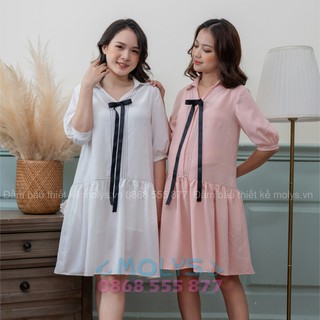 ĐẦM BẦU KẾT HỢP CHO CON BÚ SAU SINH M2361 đuôi cá kèm nơ điệu đà xinh xắn
