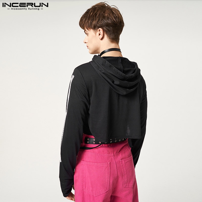 Áo hoodie INCERUN ngắn tay dài in hình bộ xương phong cách đường phố thời trang cho nam