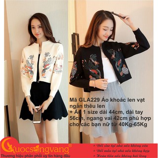 Áo khoác len vạt ngắn áo khoác nữ thêu len Queenbe GLA229 Cuocsongvang