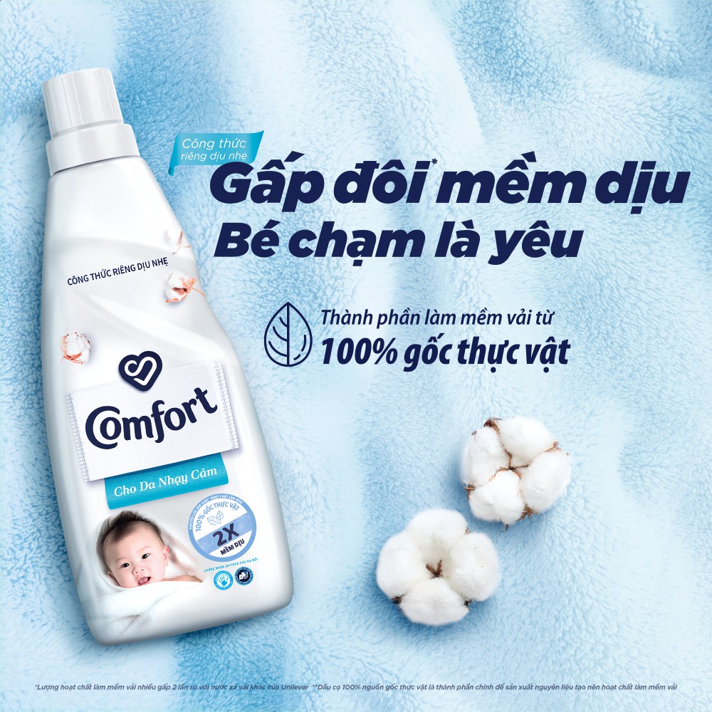 [HC GIFT] Combo 2 túi nước xả vải Comfort Cho Da Nhạy Cảm 120ml/túi - Phù hợp với cả em bé