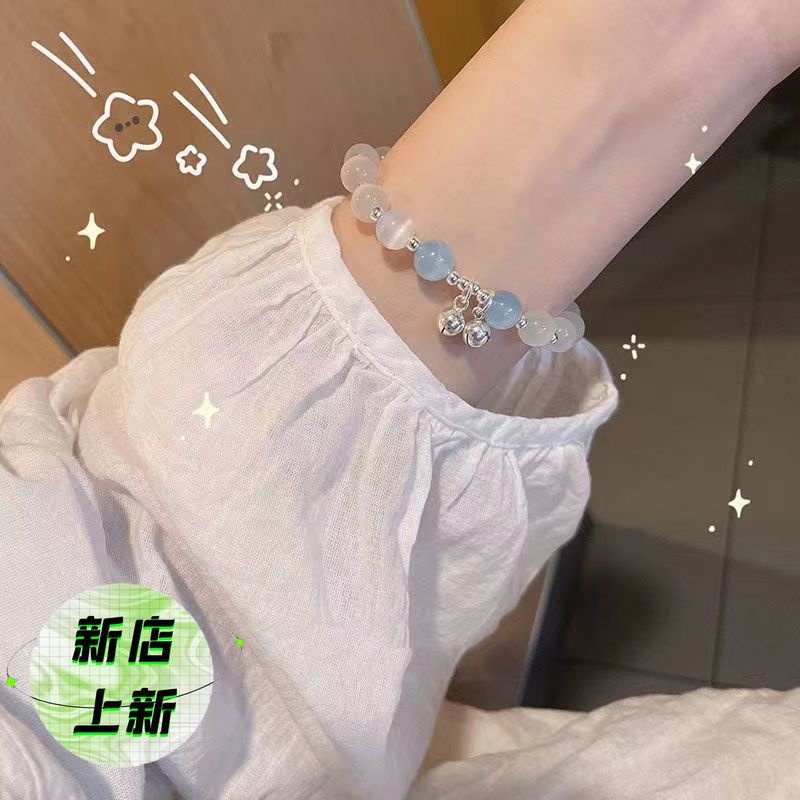 Vòng Đeo Tay May Mắn Mặt Đá Opal Màu Xanh Dương Nhật Bản ins Niche An Toàn Mặt Dây Chuyền Joy Đơn Giản Làm Quà Tặng Sinh Nhật Bạn Gái / Bạn Bè