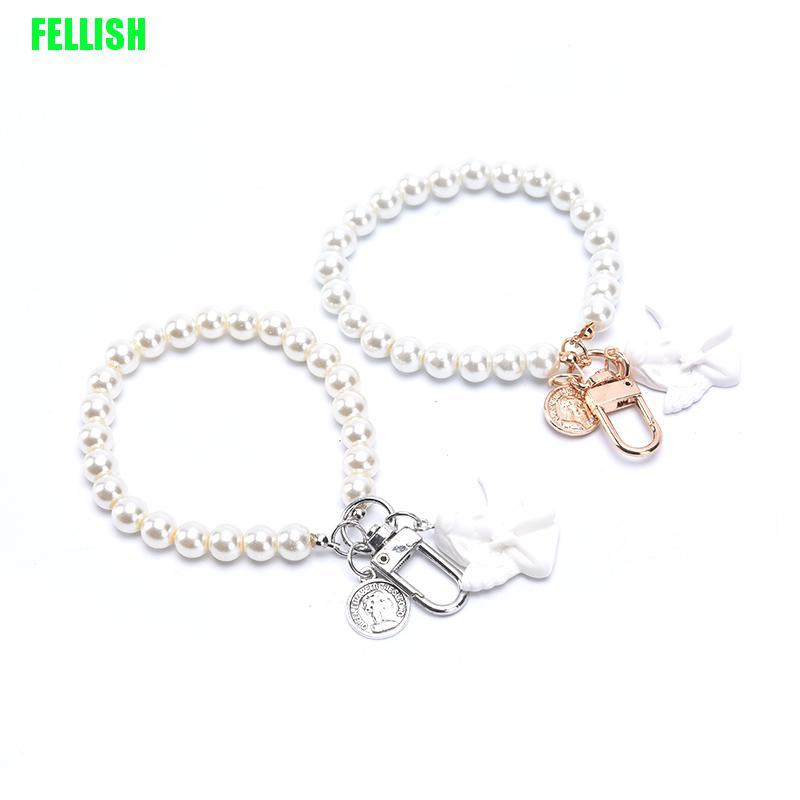 Móc Chìa Khóa Hình Thiên Thần Đính Ngọc Trai Phong Cách Vintage Mới