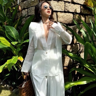 Set sơ mi vạt dài cao cấp Ashley trắng