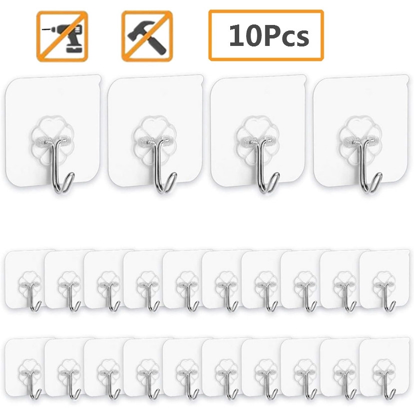 Set 10 Móc Treo Đồ Dán Tường Chống Thấm Nước Tiện Dụng