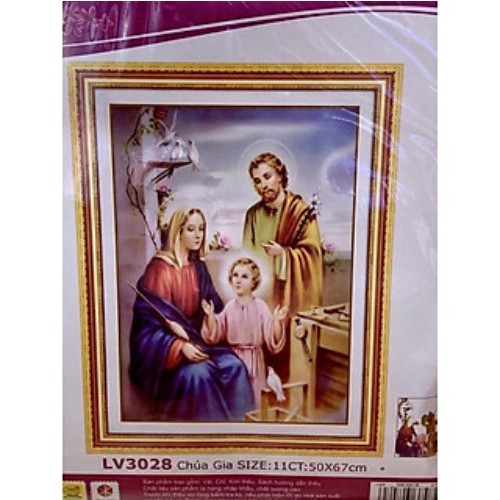 TRANH THÊU 3D GIA ĐÌNH CHÚA LV3028 (50X67)