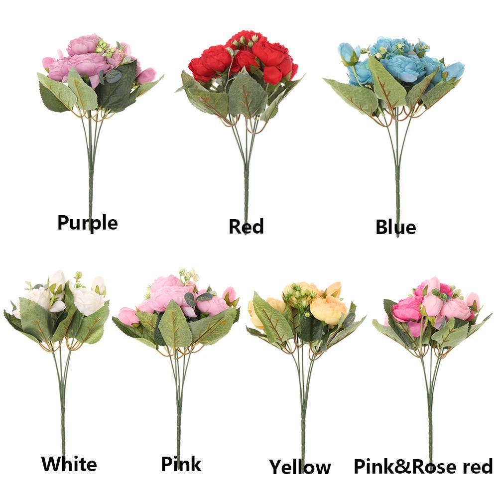 YANN1 Bó Hoa Hồng Nhân Tạo 9 Đầu 30cm Trang Trí Tiệc Cưới / Nội Thất Nhà