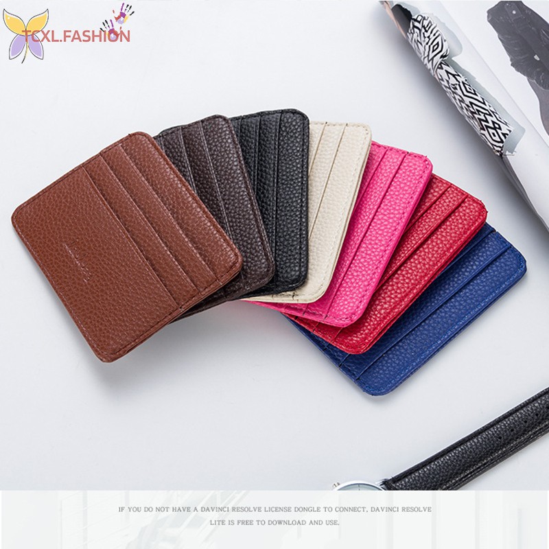 TCXL. Fashion Women Slim Minimalist Wallet PU Leather Credit Card Holder Short Purse