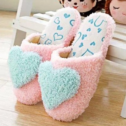 DÉP VẢI LÔNG XÙ BÍT MŨI MANG TRONG NHÀ HÌNH TRÁI TIM, GẤU, HEO, CHẤM BI (Nhiều màu)