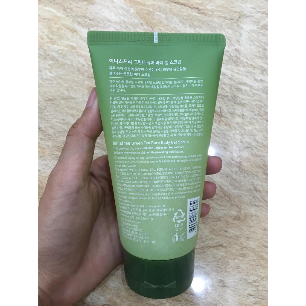 Tẩy Tế Bào Chết Toàn Thân Innisfree Green Tea Pure Body Gel Scrub (150ml)