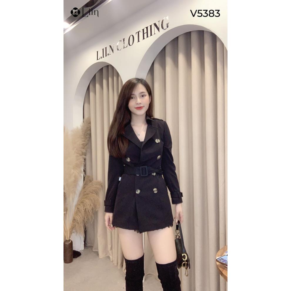Áo Mangto nữ dáng dài Kaki Gân Chéo thiết kế thanh lịch, cuốn hút Liin Clothing V5383 | BigBuy360 - bigbuy360.vn