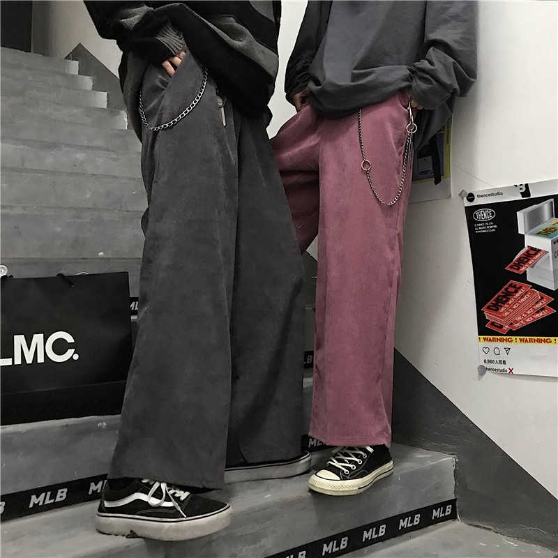 Fashion retro loose casual straight trousers