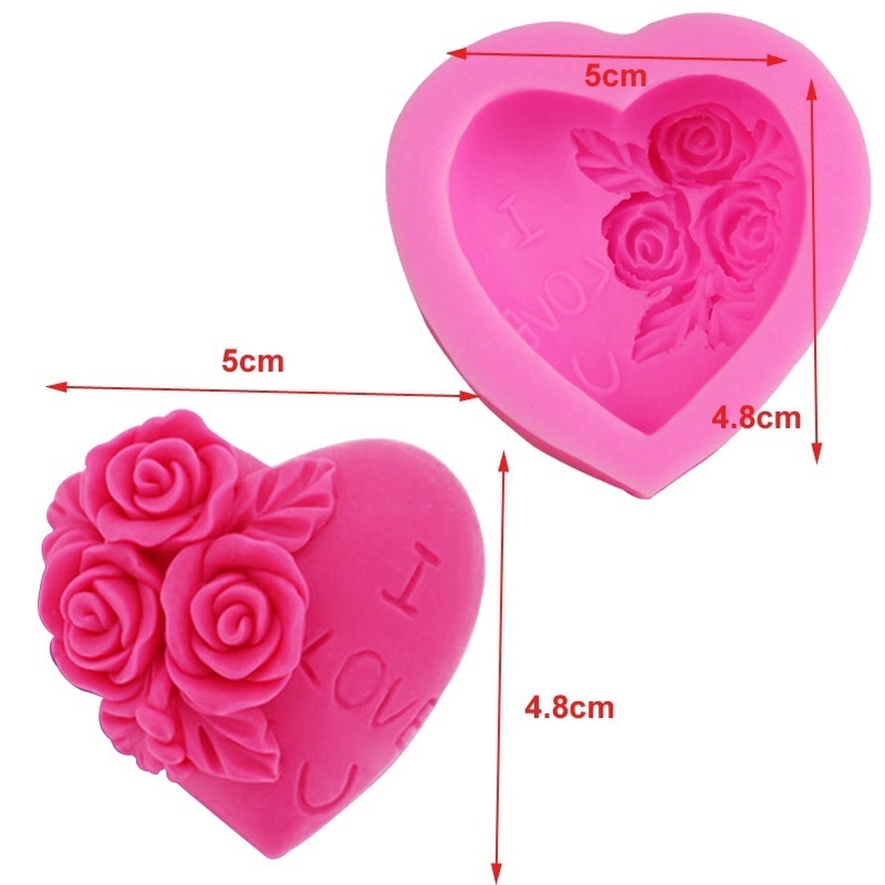 Khuôn silicon làm bánh sô cô la hình hoa trái tim 3d