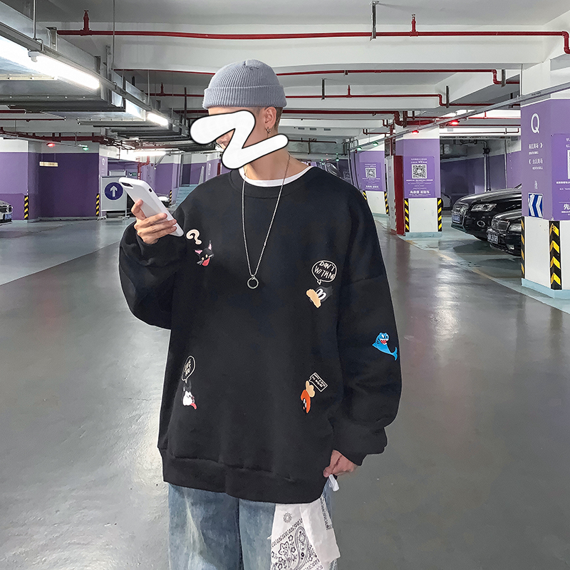 Áo sweater form rộng cổ tròn thời trang cá tính cho nam | BigBuy360 - bigbuy360.vn