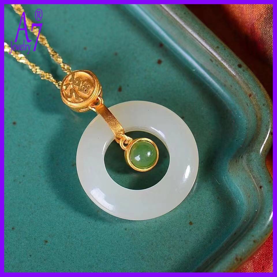 Vòng cổ Bạc Mặt Nhẫn Ngọc Bích A7 Cho Nữ