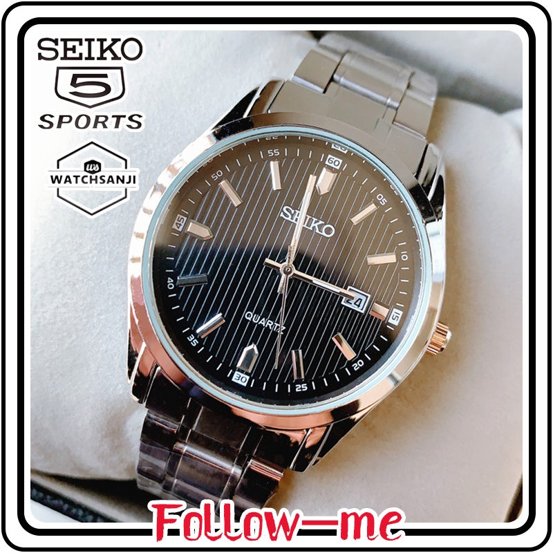 Original Seiko 5 21 Jewels Automatic Watch for Men Luminous waterproof calendar Silver Stainless steel strap