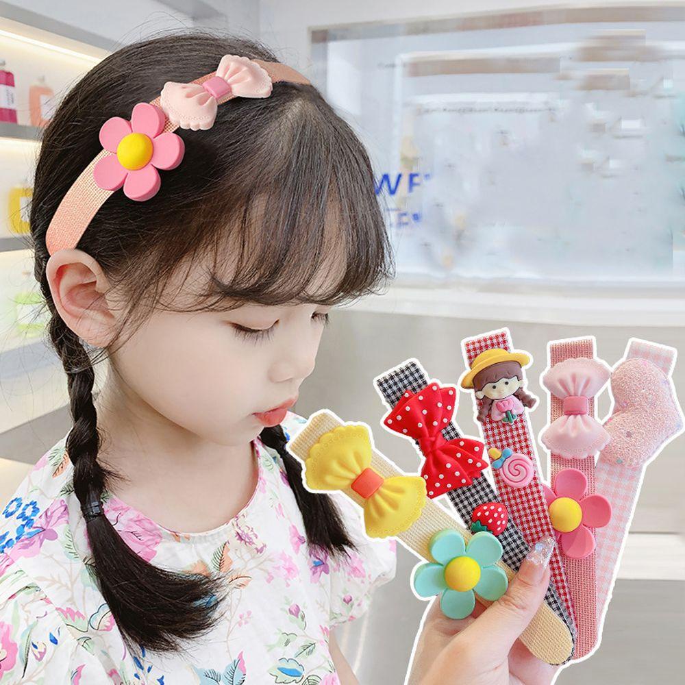 MXGOODS Băng Đô Cài Tóc Kẻ Sọc Ca Rô Đính Hoa Kiểu Retro Pháp Dễ Thương Cho Bé