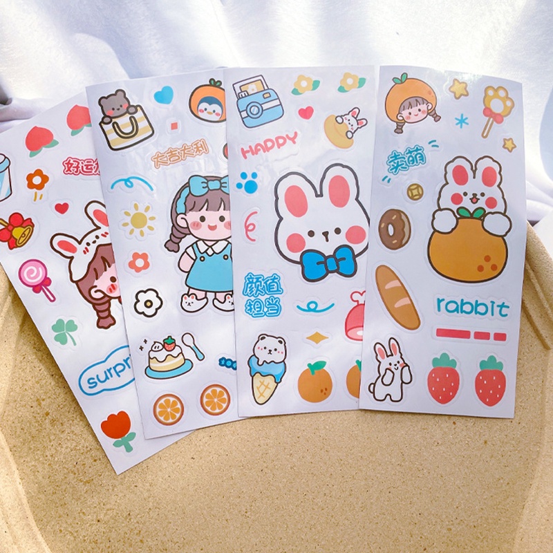 Bộ 4 Miếng Dán Cửa Kính Bằng pvc Chống Nước Hình Thỏ Dễ Thương