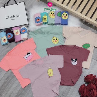 Áo thun bé gái và bé trai cotton cổ tim thoáng mát 7-18kg