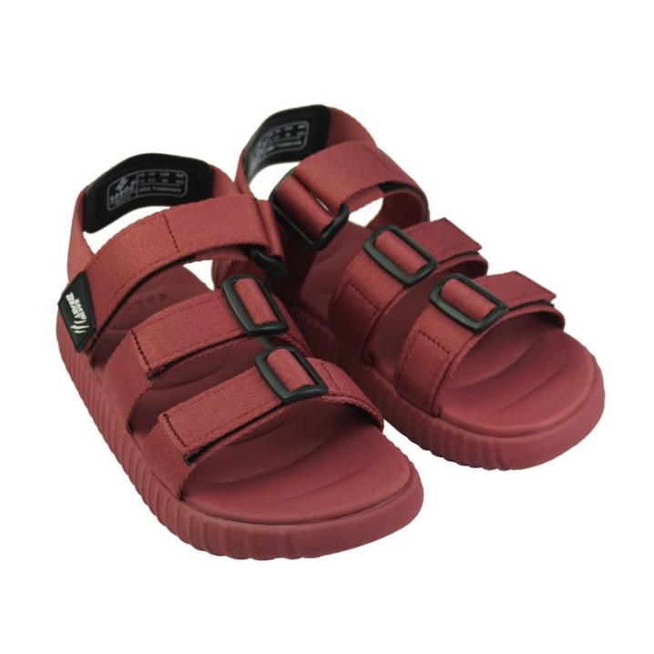 Sandal Saado chính hãng 3 quai BEAST BE04 màu đỏ đô Red Roise, Dép quai hậu nữ đế yezi, quai thắt ngang