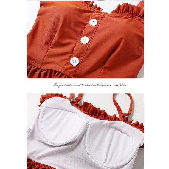 (có sẵn) đồ bơi/ Bikini quần váy áo 2 dây màu Cam