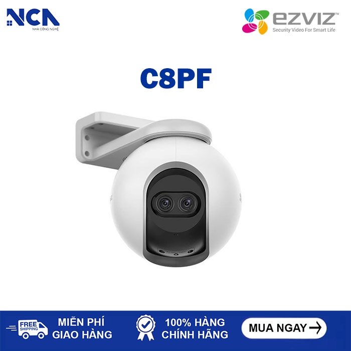 Camera wifi không dây tích hợp AI Ezviz C8PF 2MP, ống kính kép, ghi âm, xoay 360 độ