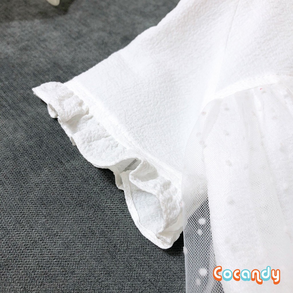 [Cocandy Official Store] Set bodysuit cho bé dáng cộc ren trắng kèm mũ