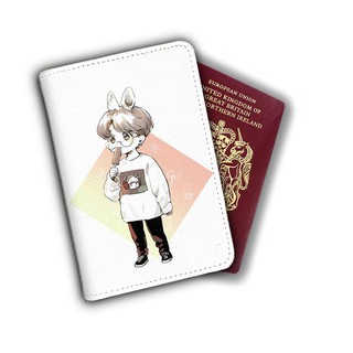 Ví bọc hộ chiếu (passport) hình chibi Jungkook BTS - mã BTS00027 có in theo yêu cầu