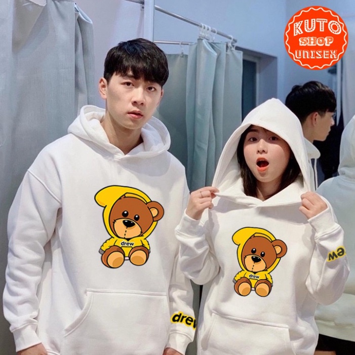 ÁO HOODIE DREW Nỉ Ngoại Cao Cấp In Pet Siêu Bền Siêu Đẹp (HD2840 - Gấu Bông - Kèm Ảnh Thật) (TONI SHOP)