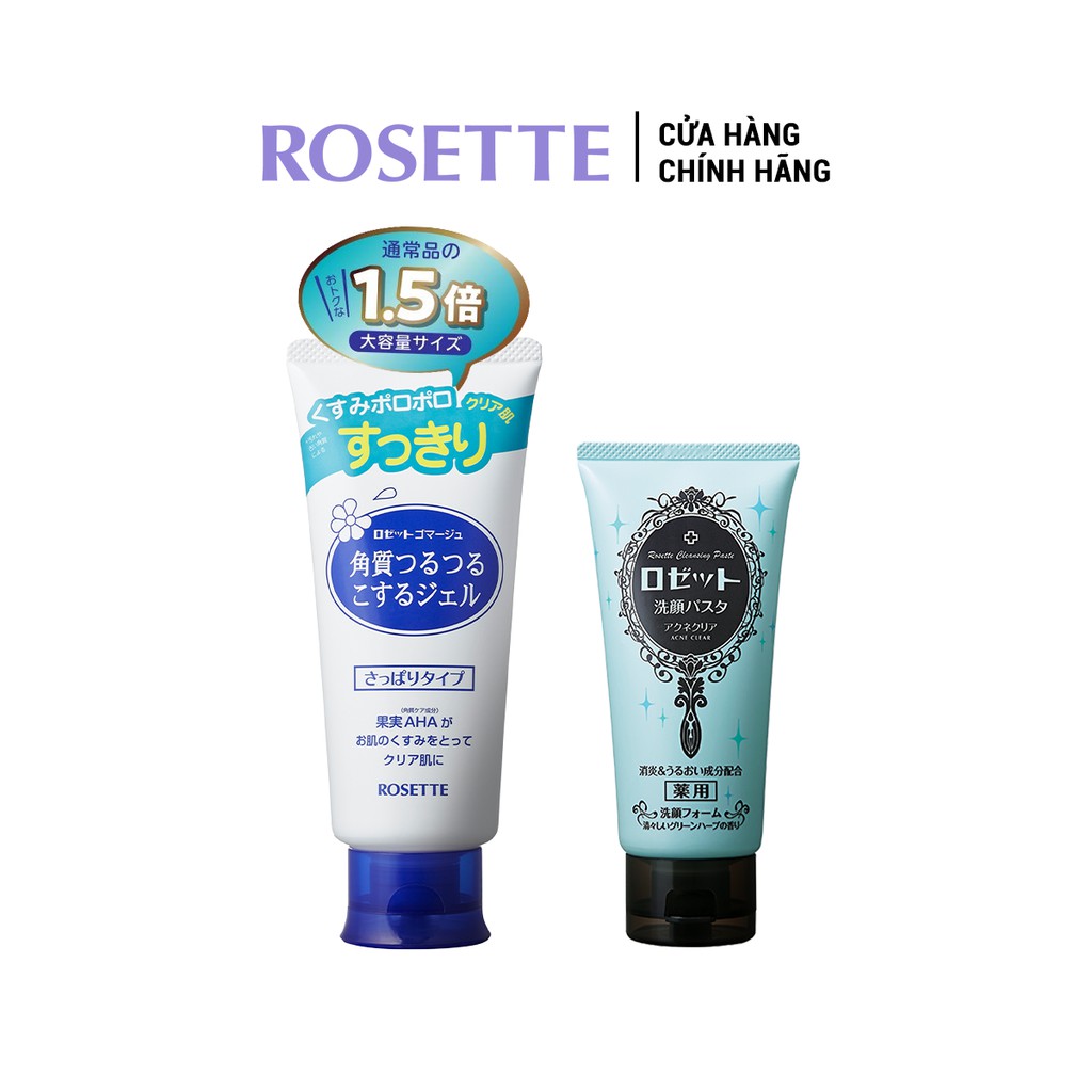 Bộ Sữa Rửa Mặt Làm Giảm Mụn Rosette Pasta Acne Clear 120g và Tẩy Tế Bào Chết Cho Mọi Loại Da Rosette Gommage 180g | BigBuy360 - bigbuy360.vn