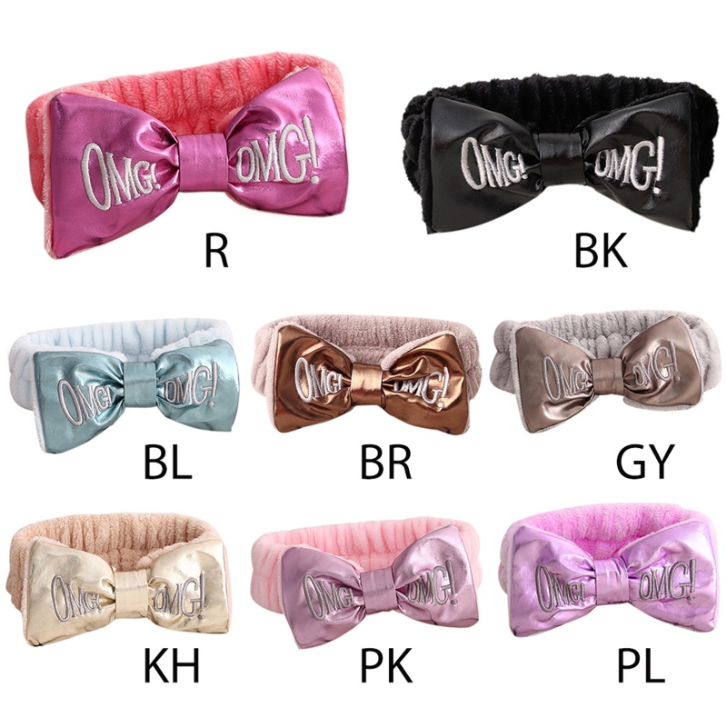 Băng Đô Cài Tóc Rửa Mặt Bằng Lông Cừu San Hô In Chữ flgo OMG Cho Nữ