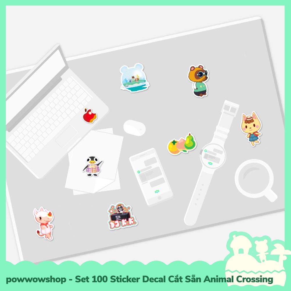 [Sẵn VN - Hỏa Tốc] Set 100 Sticker Mini Decal Dán Trang Trí Vật Dụng Mẫu Game Animal Crossing New Horizons Collectible