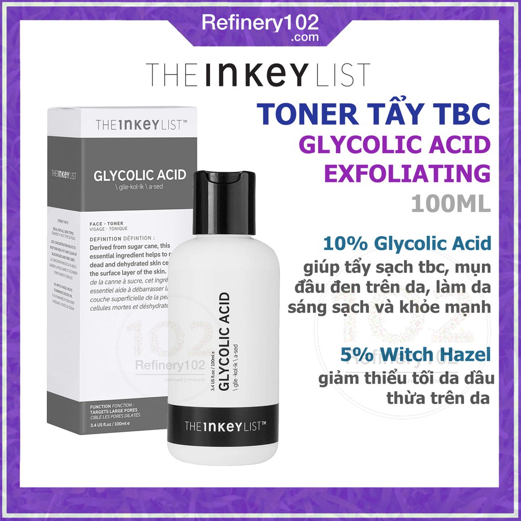  Toner tẩy tế bào chết The INKEY List Glycolic Acid [Bill Sephora US]
