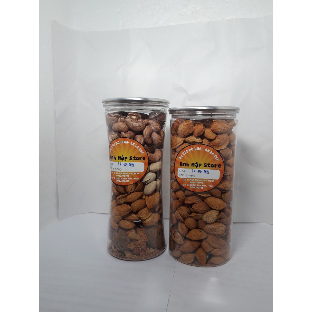 Thập cẩm mix 5 loại hạt hạnh nhân,hạt macdamia,hạt đều hạt ốc chó hủ 500gr