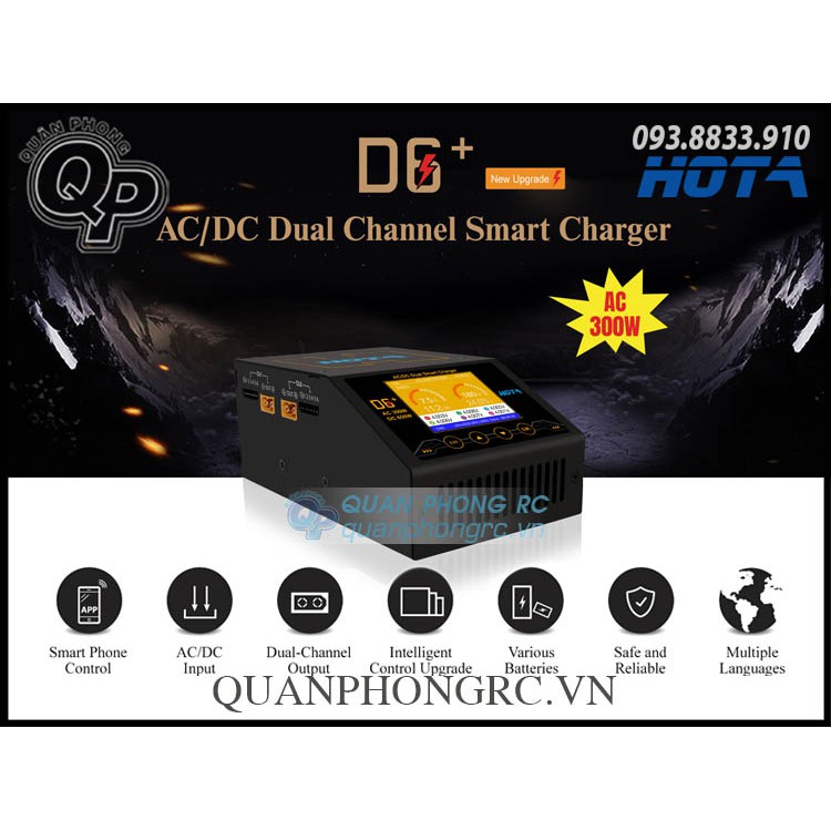 Sạc Đôi HOTA D6+ Dual Channel Smart Charger AC/DC Input