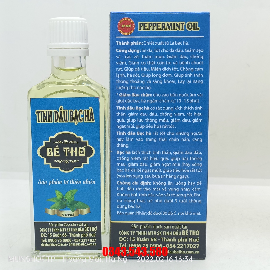 Tinh dầu Bé Thơ chai 50ml (đủ loại) - Sản phẩm từ thiên nhiên