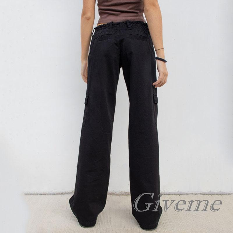 Quần ống rộng Màu Trơn Có Túi Và Dây Kéo Thời Trang Đường Phố Cho Nữ