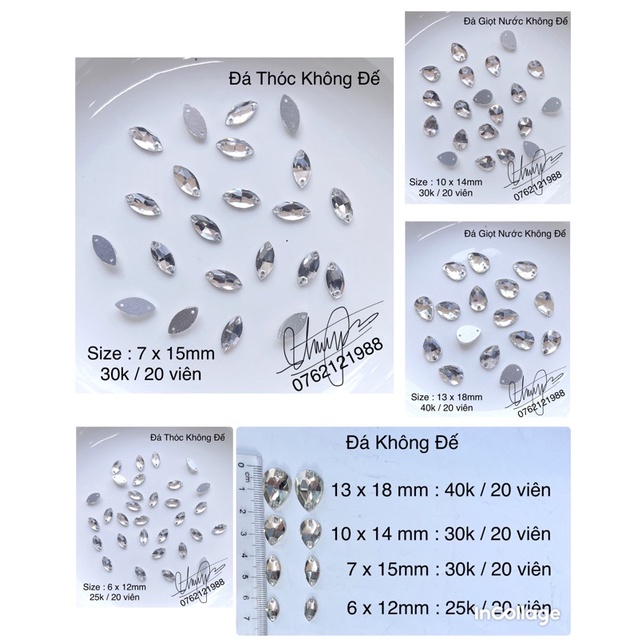Đá Không Đế Màu Trắng