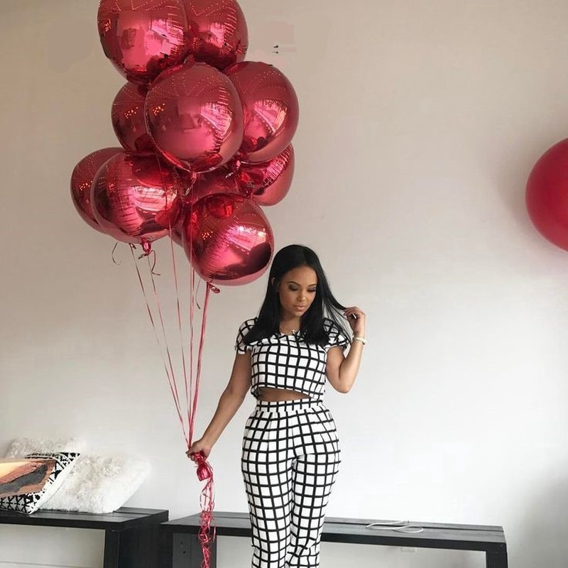 Bong Bóng Nhôm 4D22inch Hình Tròn Màu Vàng Hồng Dùng Trang Trí Tiệc Cưới