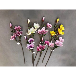 Hoa lụa - Cành mộc lan cành cổ 4 bông cao cấp