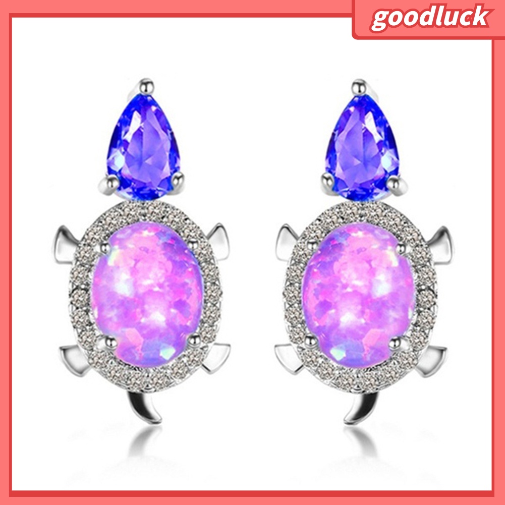 ps/Fashion Women Tortoise Faux Opal Rhinestone Ear Stud Earrings Party Jewelry