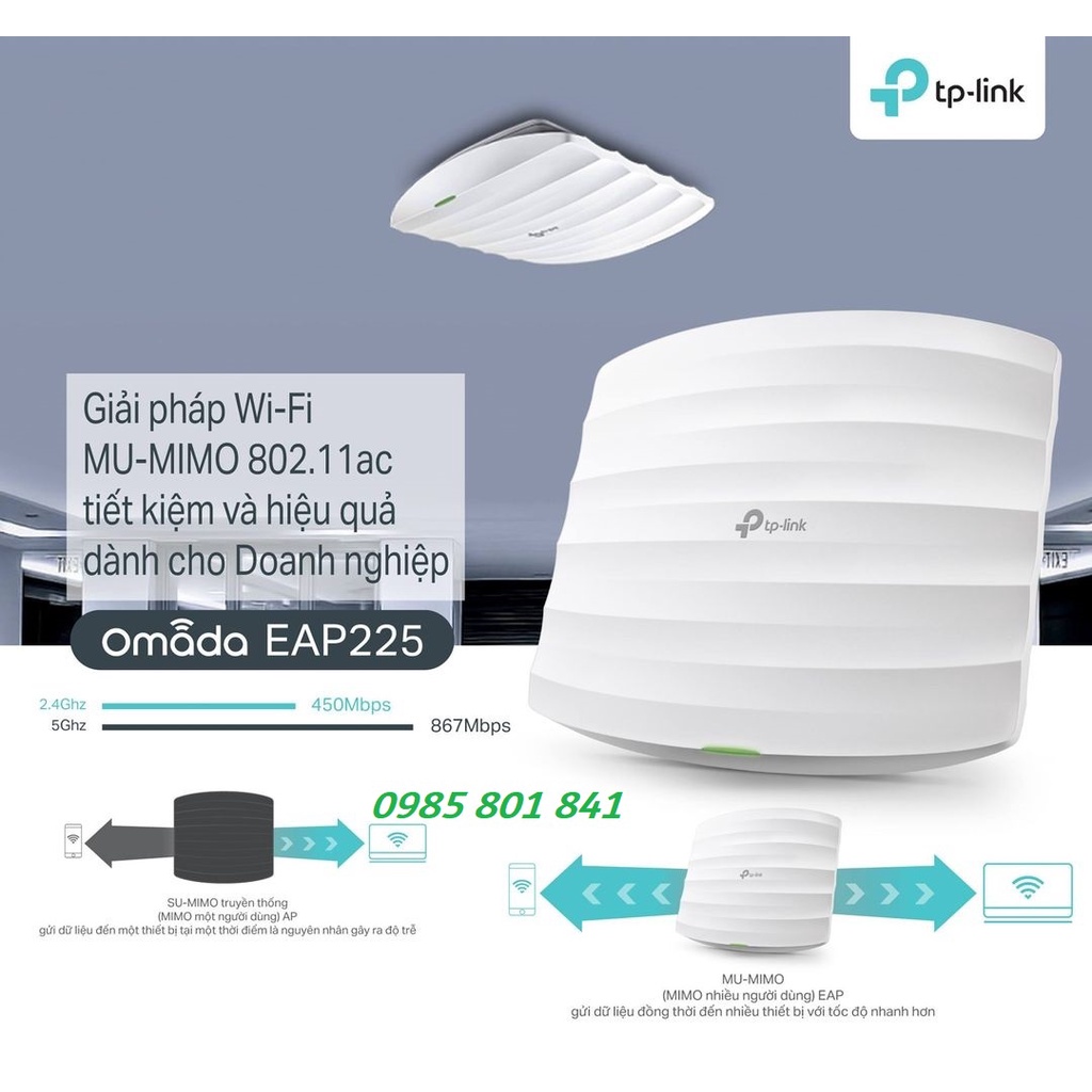 Wifi EAP245 chuẩn AC1750Mbps TP-LINK Mesh, Roaming, Omada Cloud miễn phí. Hàng chính hãng có CO, CQ