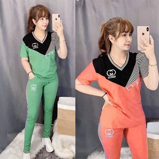 Đồ bộ nữ đẹp, đồ bộ mặc nhà cotton quần dài tay ngắn - Chất liệu thun co giãn 4 chiều thoáng mát