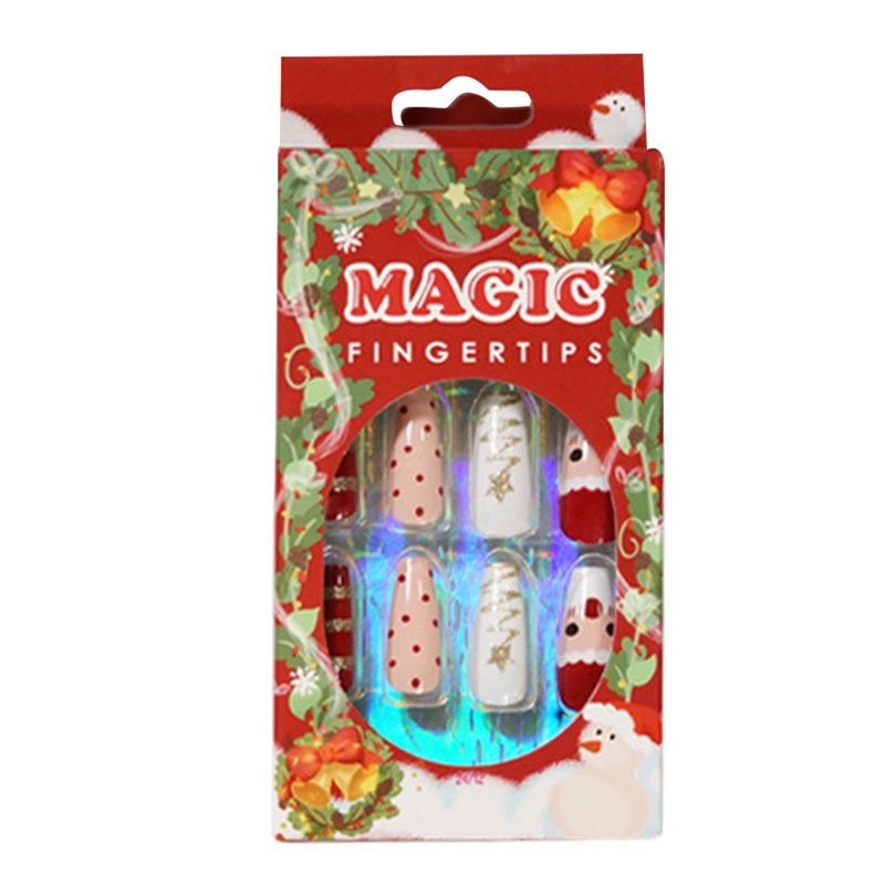 Set 24 Móng Tay Giả Trang Trí Chủ Đề Giáng Sinh