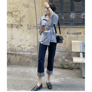 Áo sơ mi form oversize dây thắt eo(sỉ lh)
