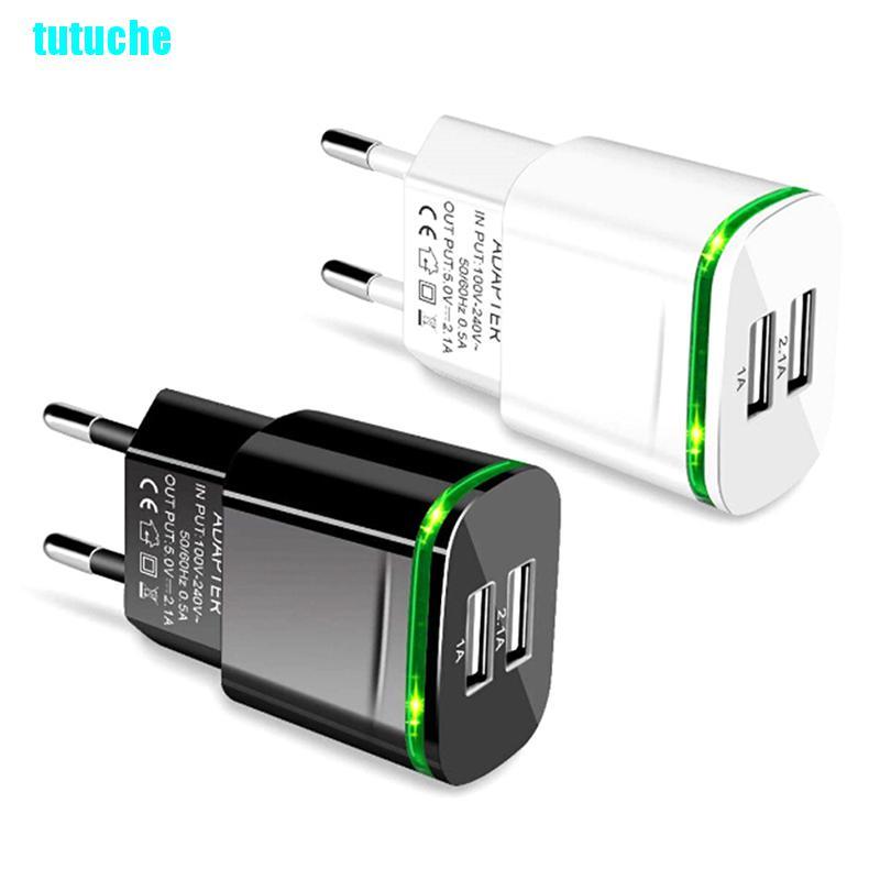 Củ Sạc Tutu 2 Cổng Usb Đèn Led 5v 2a Cho Iphone Ipad Samsung