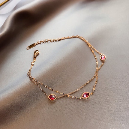 Lắc chân mạ vàng hồng 18k hình đôi môi thời trang Hàn Quốc