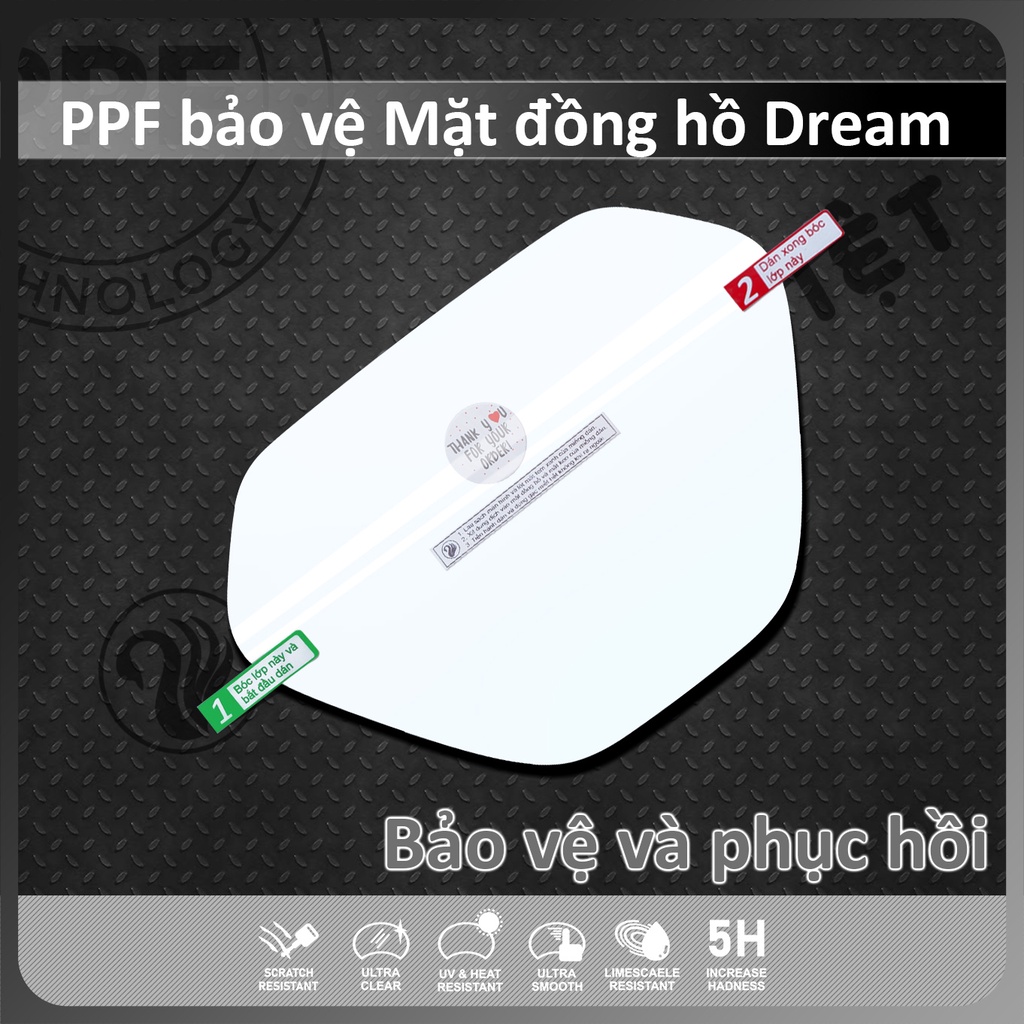 Miếng dán PPF mặt đồng hồ Honda Dream cao cấp chống trầy xước màn hình xe honda dream